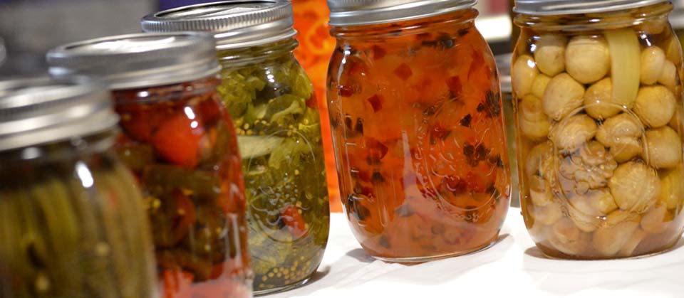 Jars of Pickled Canned Goods